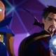 Doctor Strange gazing at Ultron and Killmonger trapped in a pocket dimension.